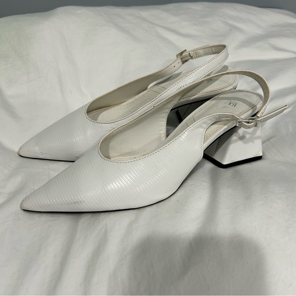 Zara white wide heeled slingbacks - Picture 3 of 4